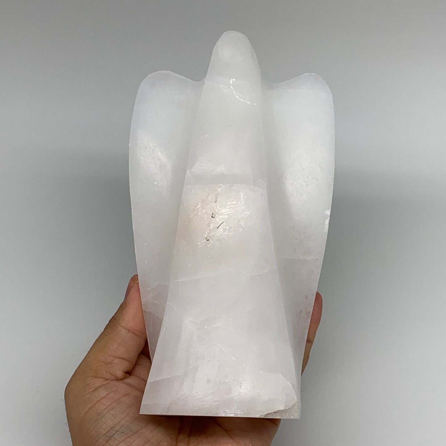 818g, 6.5"x3.6"x2.1" White Selenite (Satin Spar) Angel Lamps @Morocco,B9475