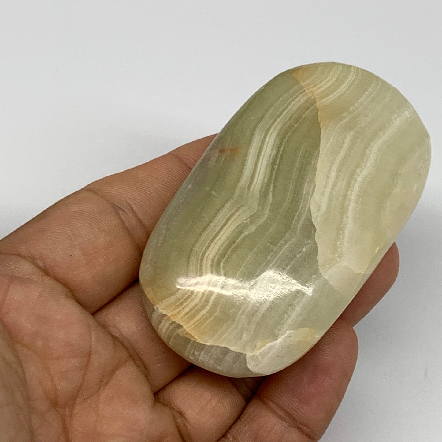92.3g, 2.7"x1.5"x0.8" Natural Onyx Palm-Stone Reiki @Afghanistan, B24638