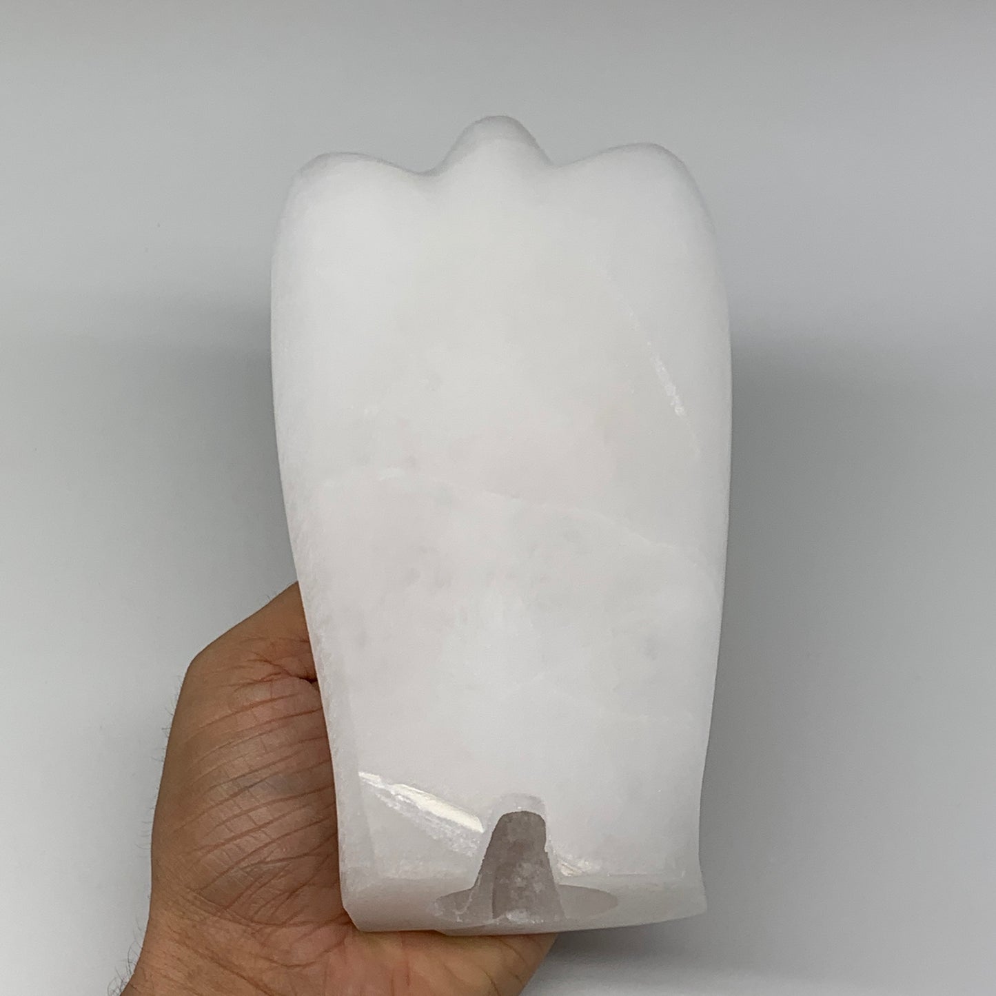 818g, 6.5"x3.6"x2.1" White Selenite (Satin Spar) Angel Lamps @Morocco,B9475