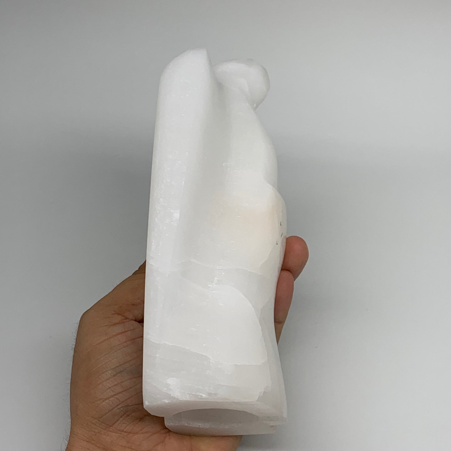 818g, 6.5"x3.6"x2.1" White Selenite (Satin Spar) Angel Lamps @Morocco,B9475