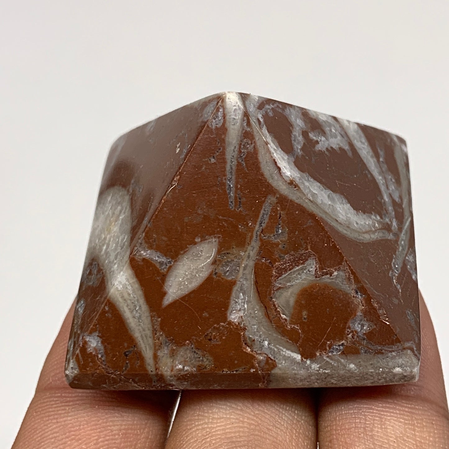 57g,1.2"x1.6" Natural Untreated Red Shell Fossils Pyramid Reiki Energy, F1218