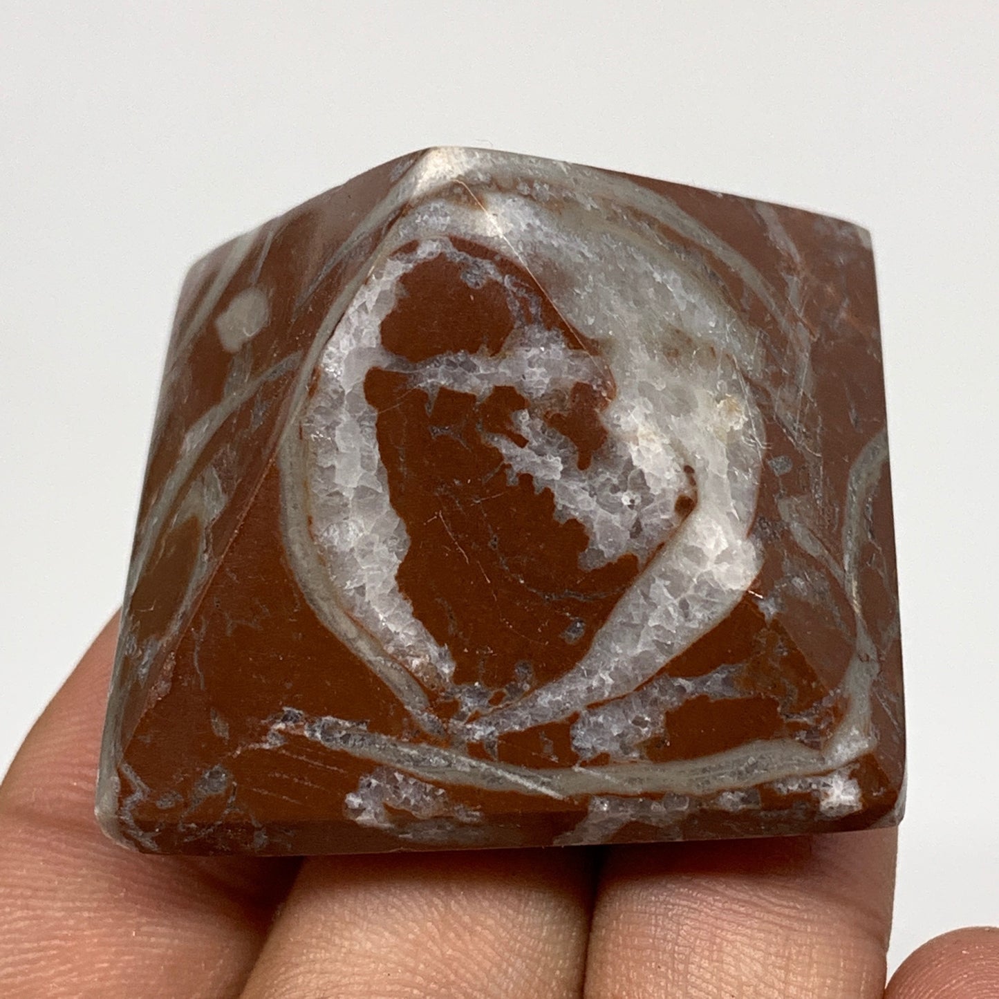 57g,1.2"x1.6" Natural Untreated Red Shell Fossils Pyramid Reiki Energy, F1218