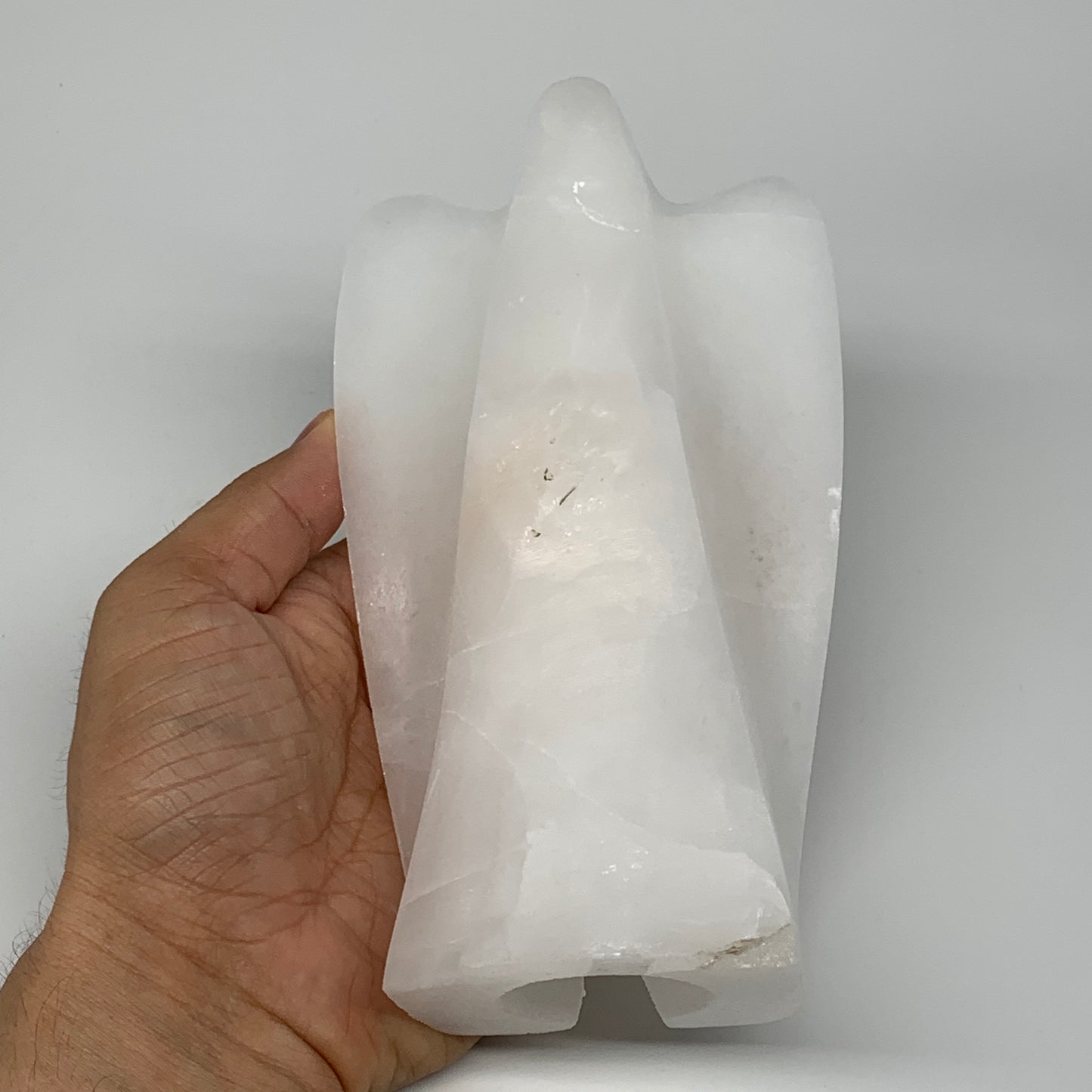 818g, 6.5"x3.6"x2.1" White Selenite (Satin Spar) Angel Lamps @Morocco,B9475