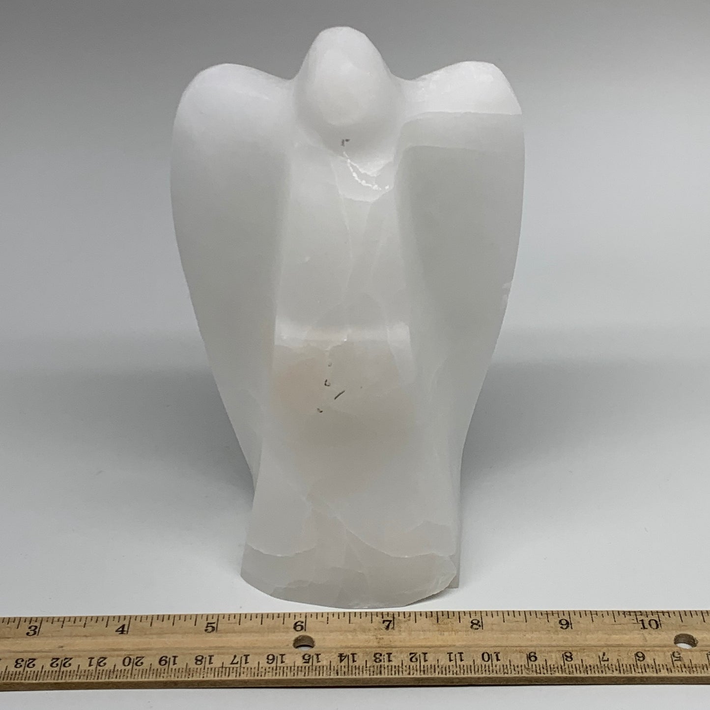 818g, 6.5"x3.6"x2.1" White Selenite (Satin Spar) Angel Lamps @Morocco,B9475