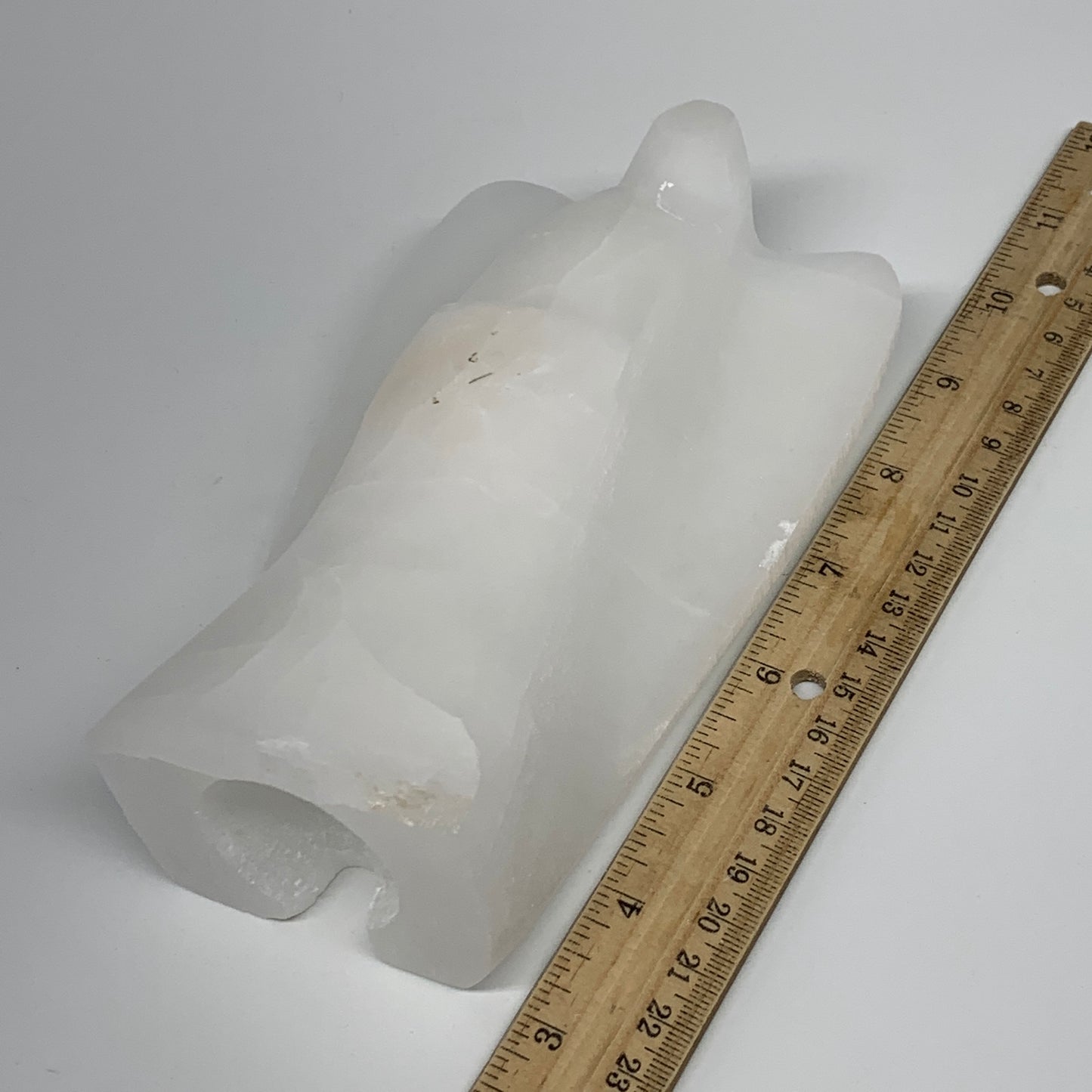 818g, 6.5"x3.6"x2.1" White Selenite (Satin Spar) Angel Lamps @Morocco,B9475