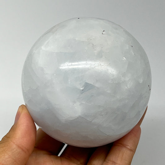 690g,3.1"(78mm) Blue Calcite Sphere Gemstone @Madagascar,Healing Crystal,B20777