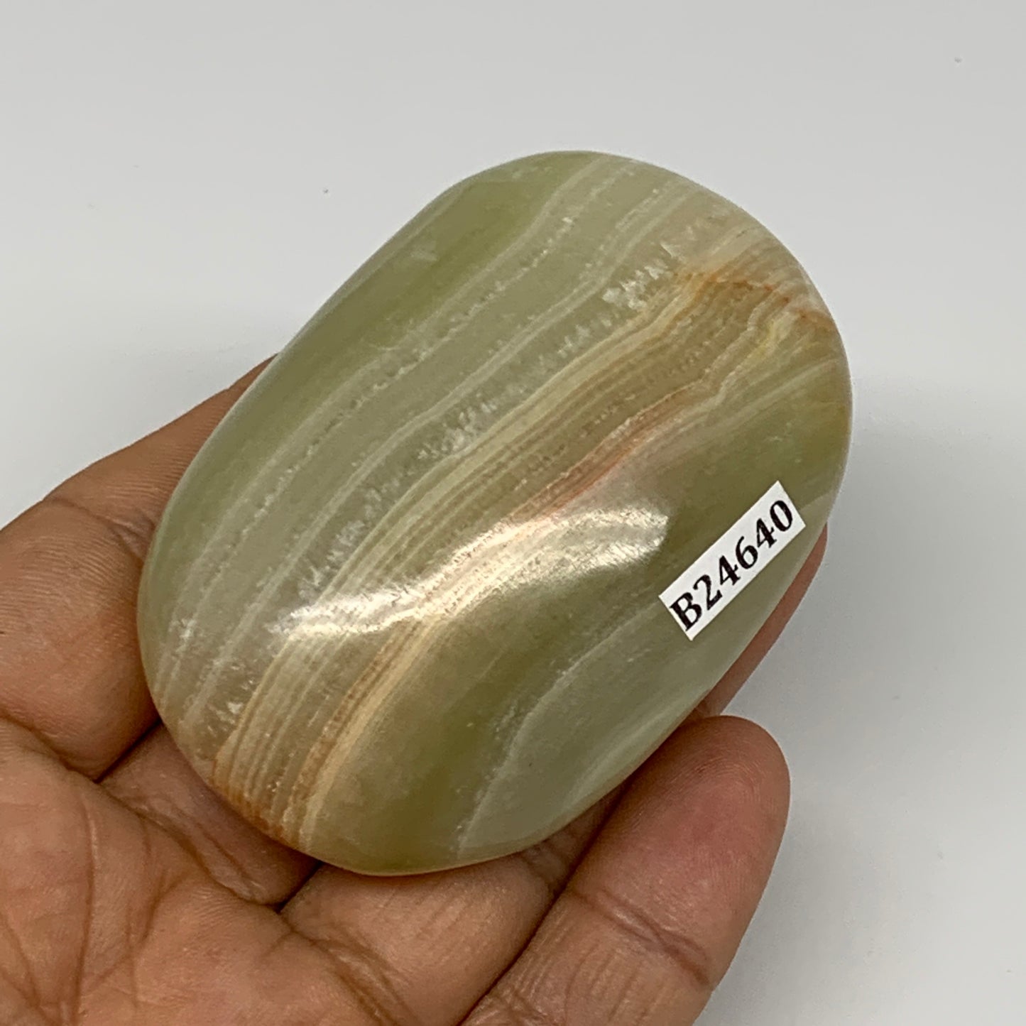 124.6g, 2.6"x1.8"x1.1" Natural Onyx Palm-Stone Reiki @Afghanistan, B24640