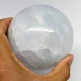 765g,3.2"(81mm) Blue Calcite Sphere Gemstone @Madagascar,Healing Crystal,B20778