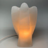 1252g,7"x3.9"x2.5" White Selenite (Satin Spar) Angel Lamps @Morocco,B9477