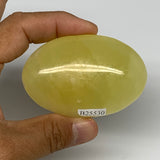 114.9g, 2.7"x1.8"x0.9", Lemon Calcite Palm-Stone Crystal Polished @Pakistan,B264