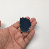 87 cts Blue Agate Druzy Slice Geode Pendant Gold Plated From Brazil, Bp989 - watangem.com