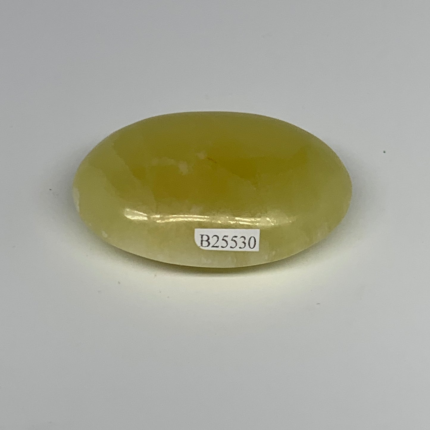 114.9g, 2.7"x1.8"x0.9", Lemon Calcite Palm-Stone Crystal Polished @Pakistan,B264