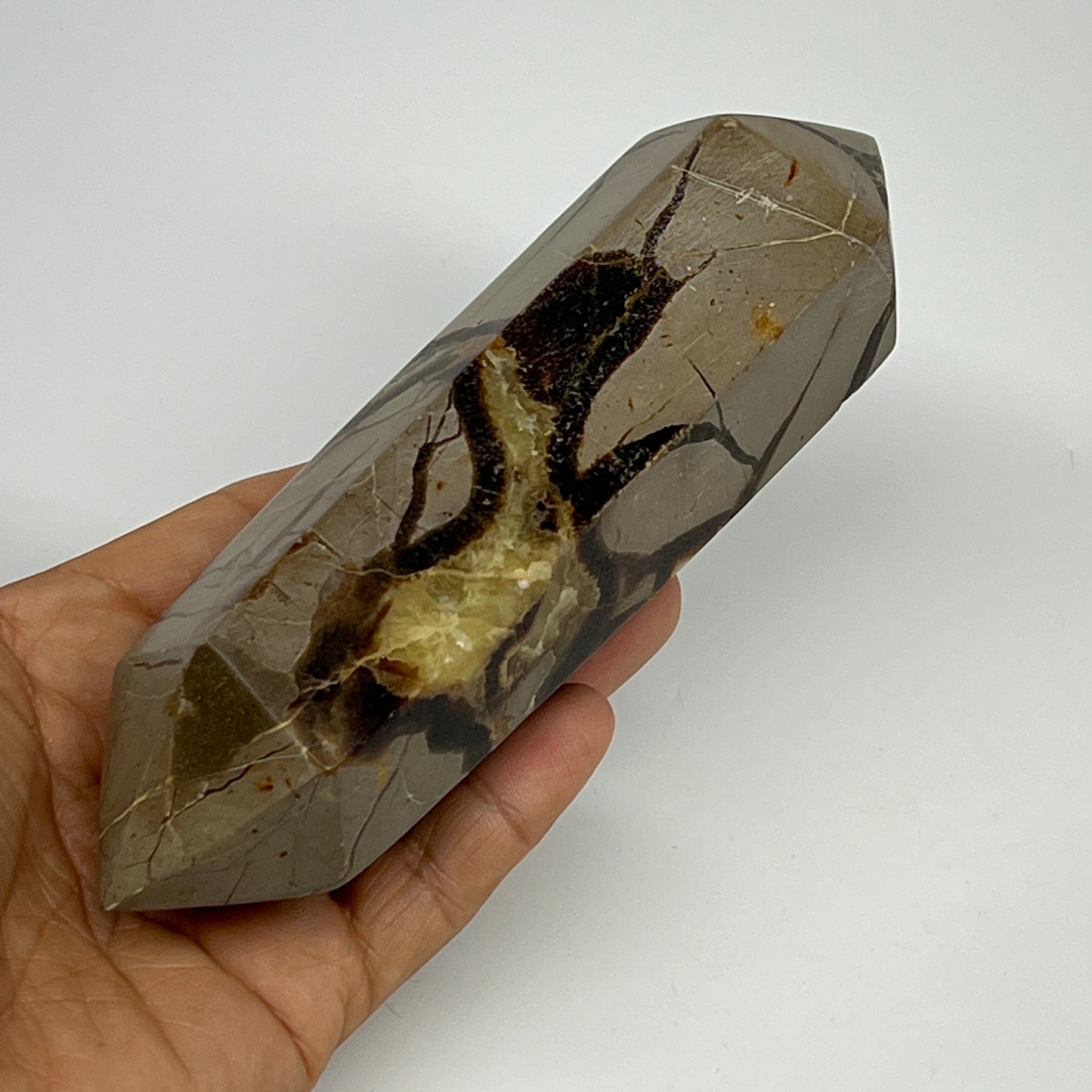 468.2g,6.25"x1.8"x1.7"Natural Septarian Double Point Crystal @Madagascar, B19836