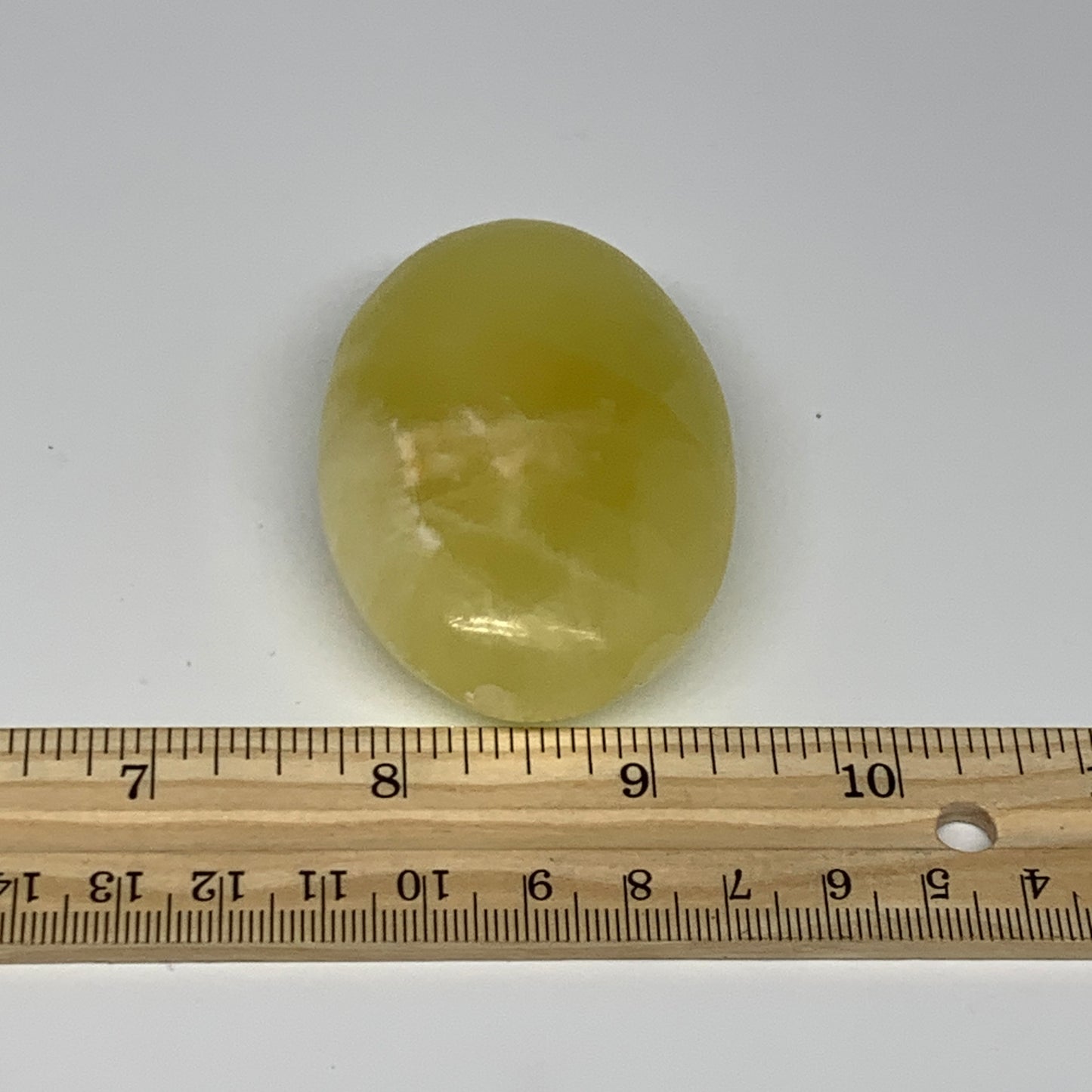 114.9g, 2.7"x1.8"x0.9", Lemon Calcite Palm-Stone Crystal Polished @Pakistan,B264