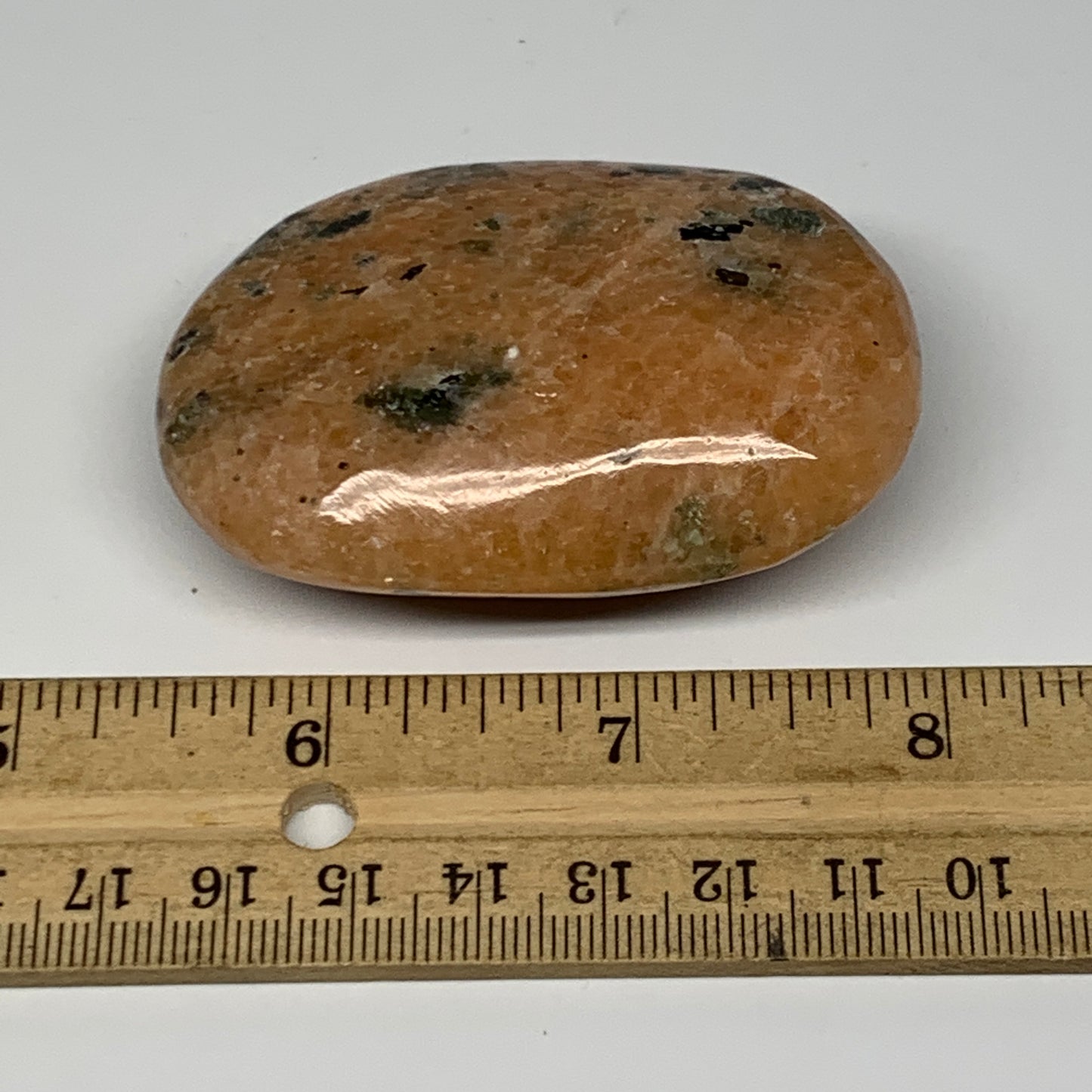 95.6g, 2.5"x1.7"x0.9", Orange Calcite Palm-Stone Crystal Polished Reiki, B16070