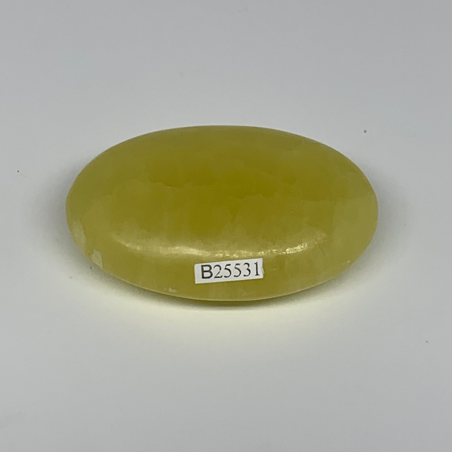 129g, 2.8"x1.9"x0.9", Lemon Calcite Palm-Stone Crystal Polished @Pakistan,B26431