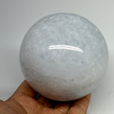 860g,3.3"(84mm) Blue Calcite Sphere Gemstone @Madagascar,Healing Crystal,B20782