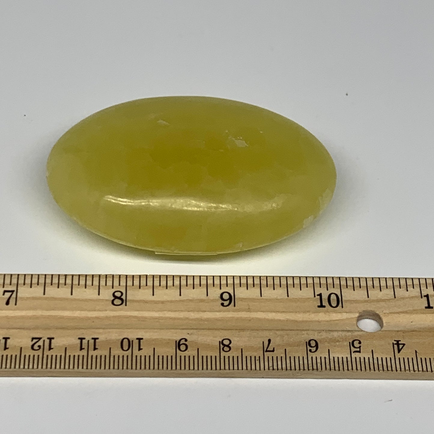 129g, 2.8"x1.9"x0.9", Lemon Calcite Palm-Stone Crystal Polished @Pakistan,B26431