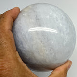 860g,3.3"(84mm) Blue Calcite Sphere Gemstone @Madagascar,Healing Crystal,B20782