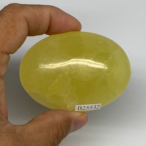 115.8g, 2.5"x1.9"x1", Lemon Calcite Palm-Stone Crystal Polished @Pakistan,B26432