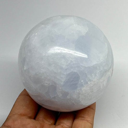 720g,3.1"(80mm) Blue Calcite Sphere Gemstone @Madagascar,Healing Crystal,B20783