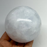 720g,3.1"(80mm) Blue Calcite Sphere Gemstone @Madagascar,Healing Crystal,B20783