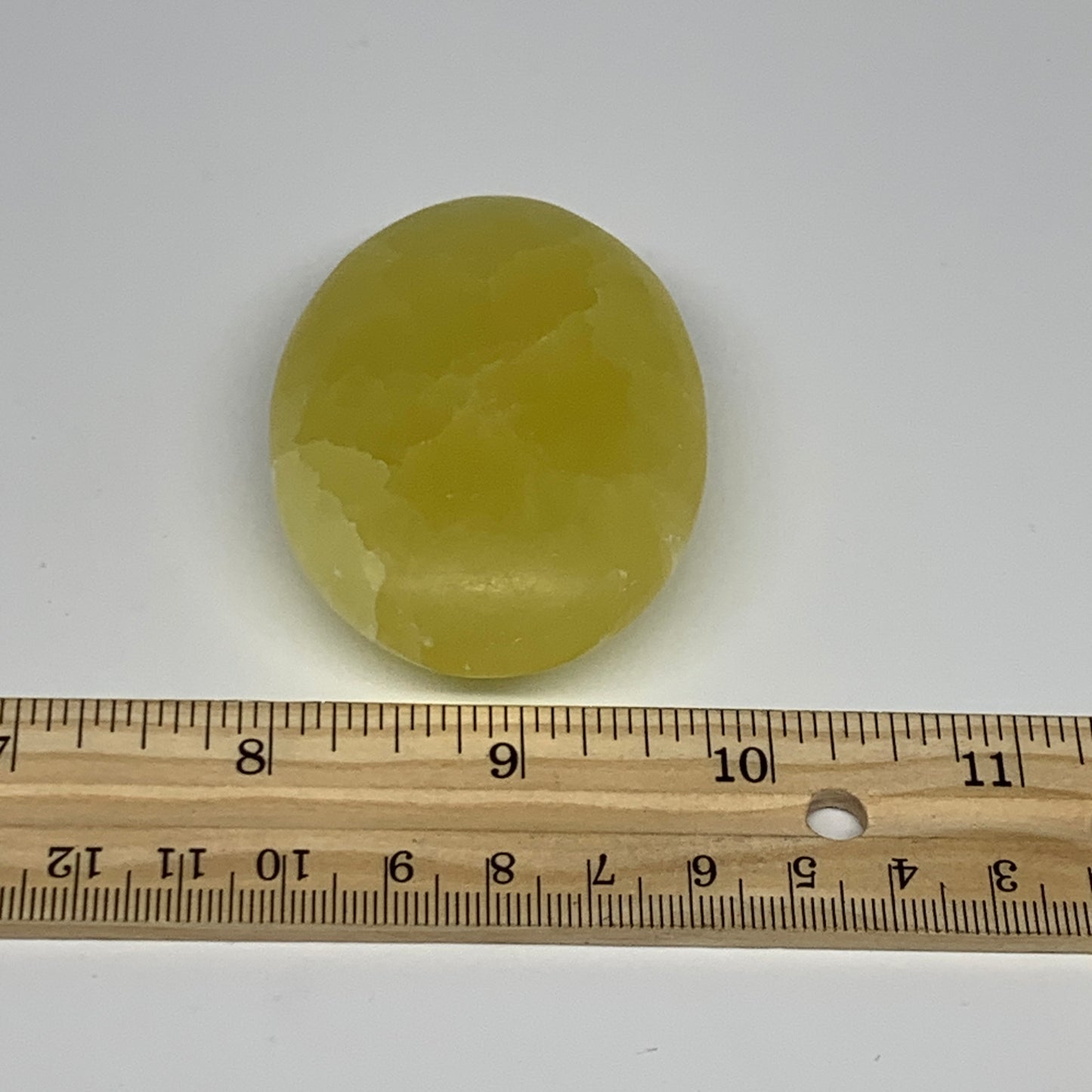 115.8g, 2.5"x1.9"x1", Lemon Calcite Palm-Stone Crystal Polished @Pakistan,B26432