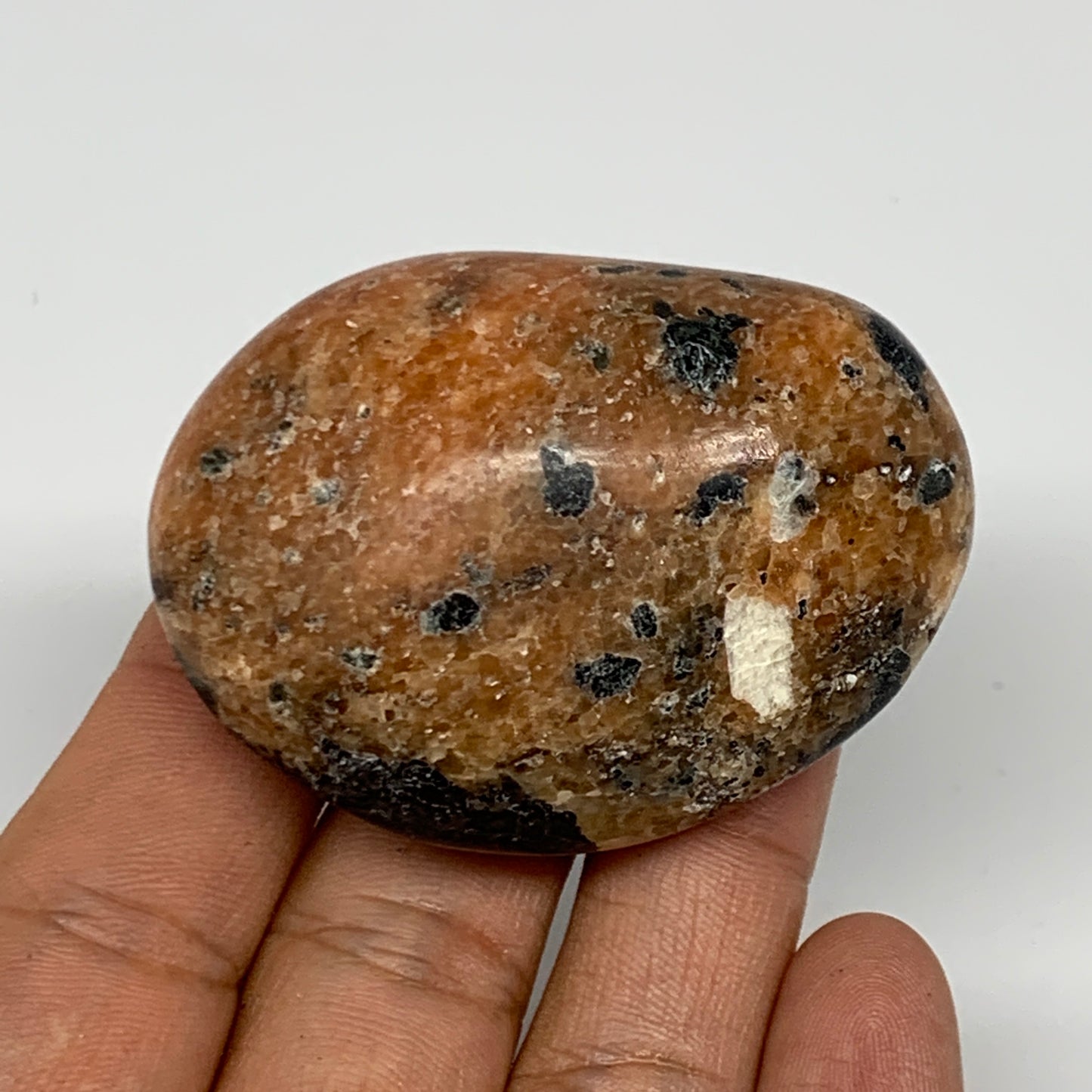 77.2g, 2.2"x1.6"x1", Orange Calcite Palm-Stone Crystal Polished Reiki, B16073