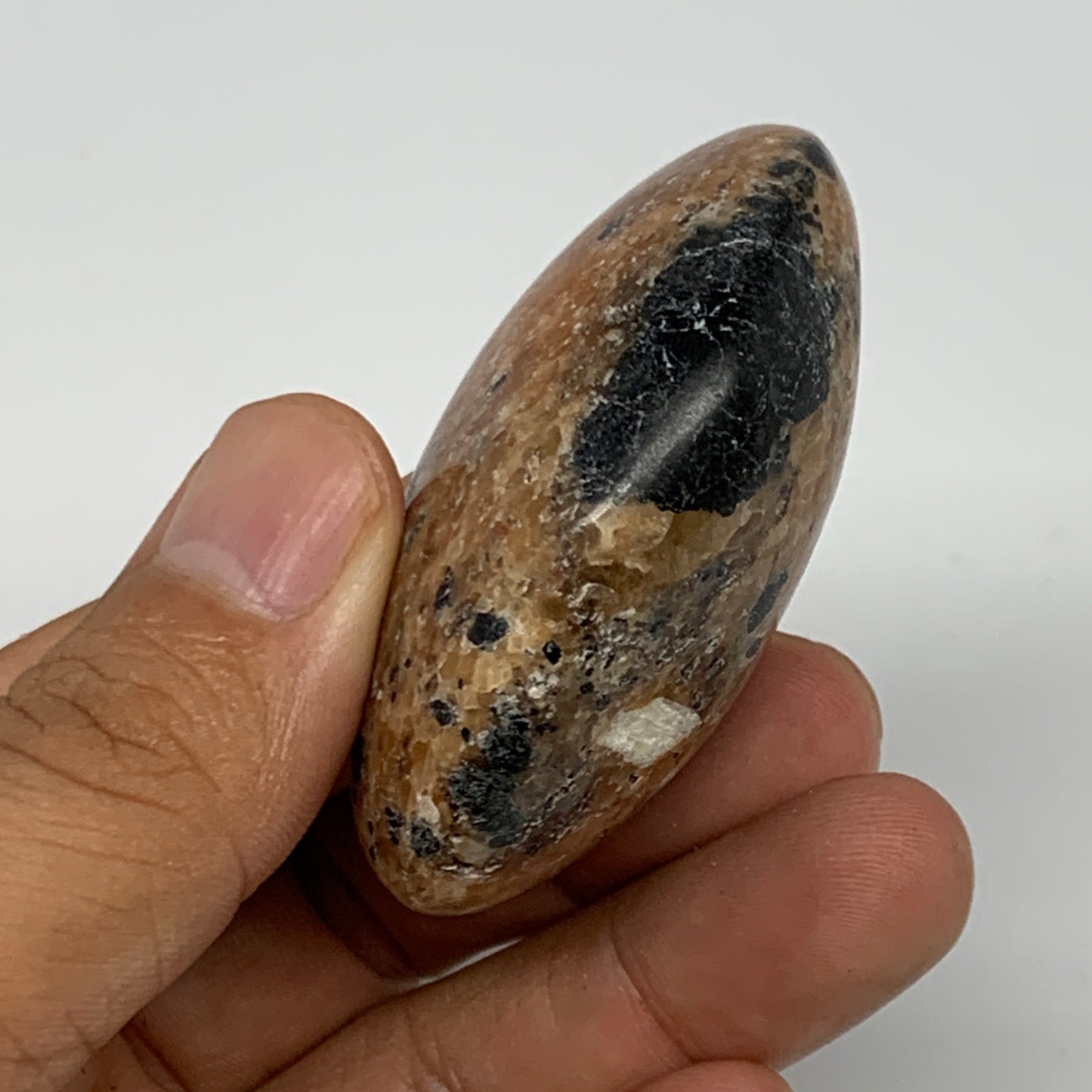 77.2g, 2.2"x1.6"x1", Orange Calcite Palm-Stone Crystal Polished Reiki, B16073