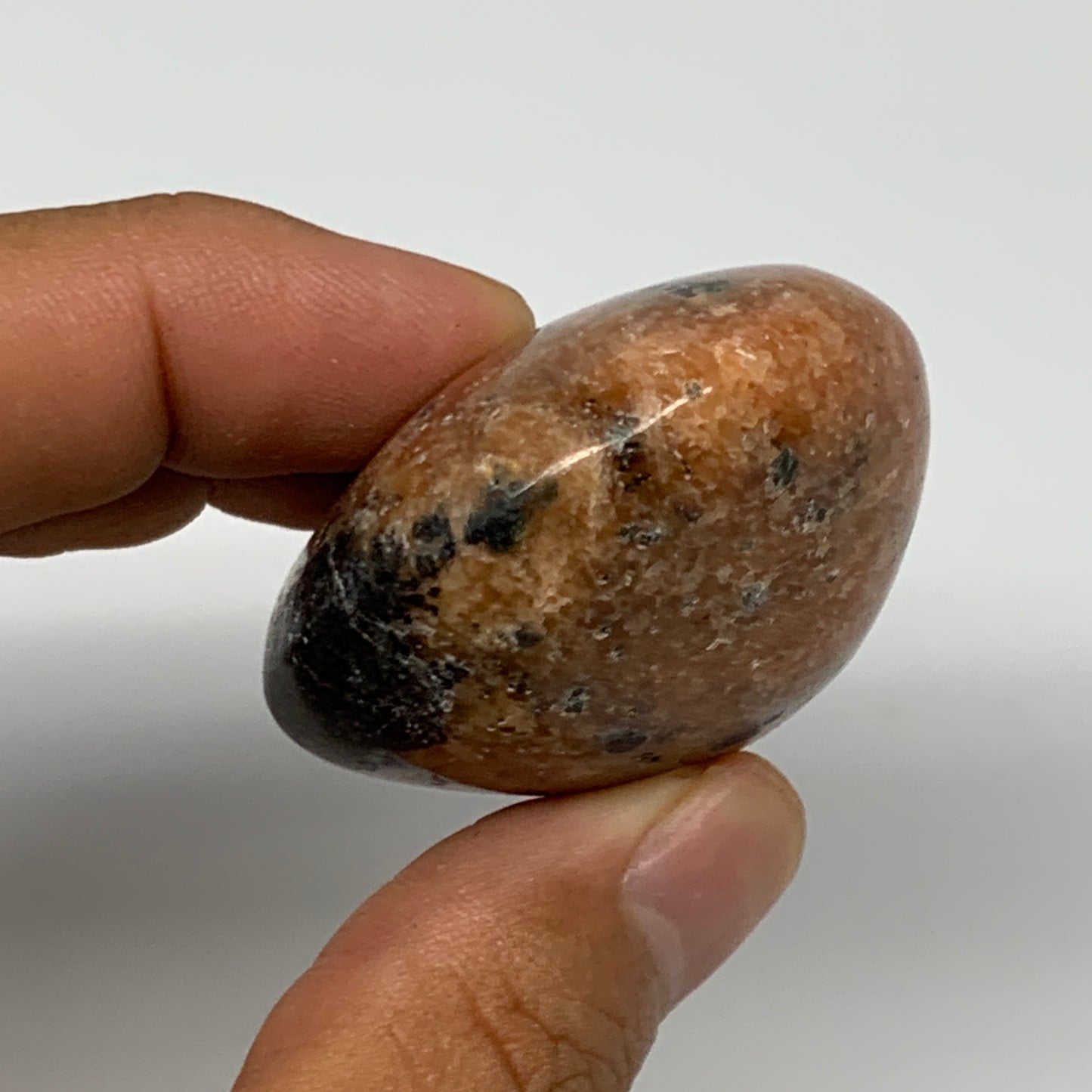 77.2g, 2.2"x1.6"x1", Orange Calcite Palm-Stone Crystal Polished Reiki, B16073