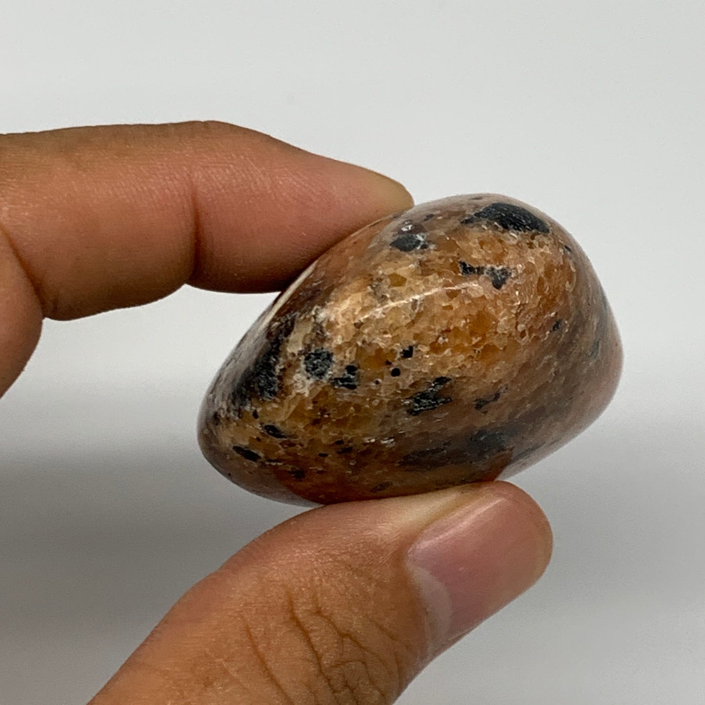 77.2g, 2.2"x1.6"x1", Orange Calcite Palm-Stone Crystal Polished Reiki, B16073