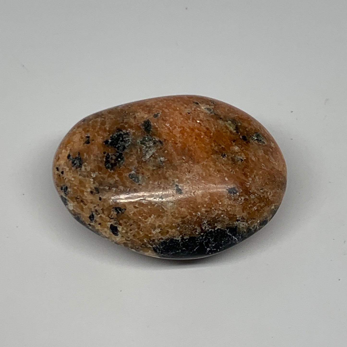 77.2g, 2.2"x1.6"x1", Orange Calcite Palm-Stone Crystal Polished Reiki, B16073