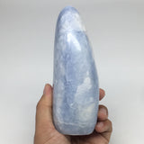 810g,5.6"x2.6"x2.1" Blue Calcite Polished Freeform Stands @Madagascar,MSP1022