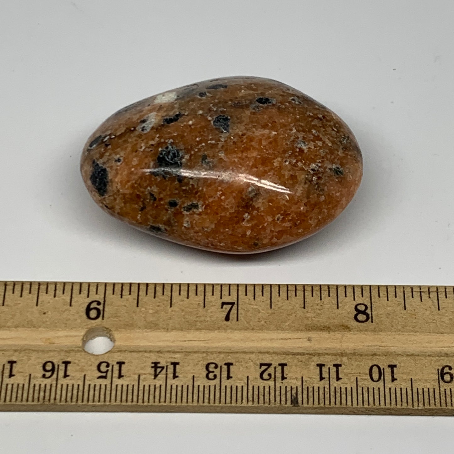 77.2g, 2.2"x1.6"x1", Orange Calcite Palm-Stone Crystal Polished Reiki, B16073