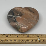 313.4g, 3.1"x3.3"x1.4" Orange Calcite Heart Gemstones from Madagascar, B17637
