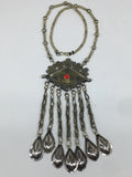 66.3g, 21" Old Turkmen Necklace Pendant Gold-Gilded Boho Statement,TN448
