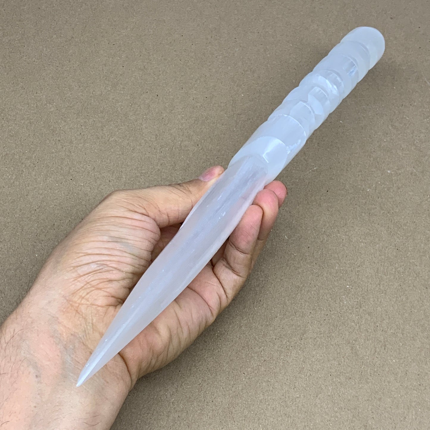 290g,11.5"x1.9"x0.9"Natural Selenite Crystal Knife (Satin Spar) @Morocco,B24021