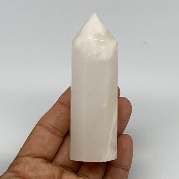 152.4g, 3.7"x1.2" Pink Calcite Point Tower Obelisk Crystal, B23249