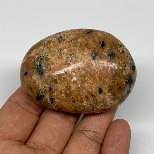 114.6g, 2.4"x1.8"x1.1", Orange Calcite Palm-Stone Crystal Polished Reiki, B16075
