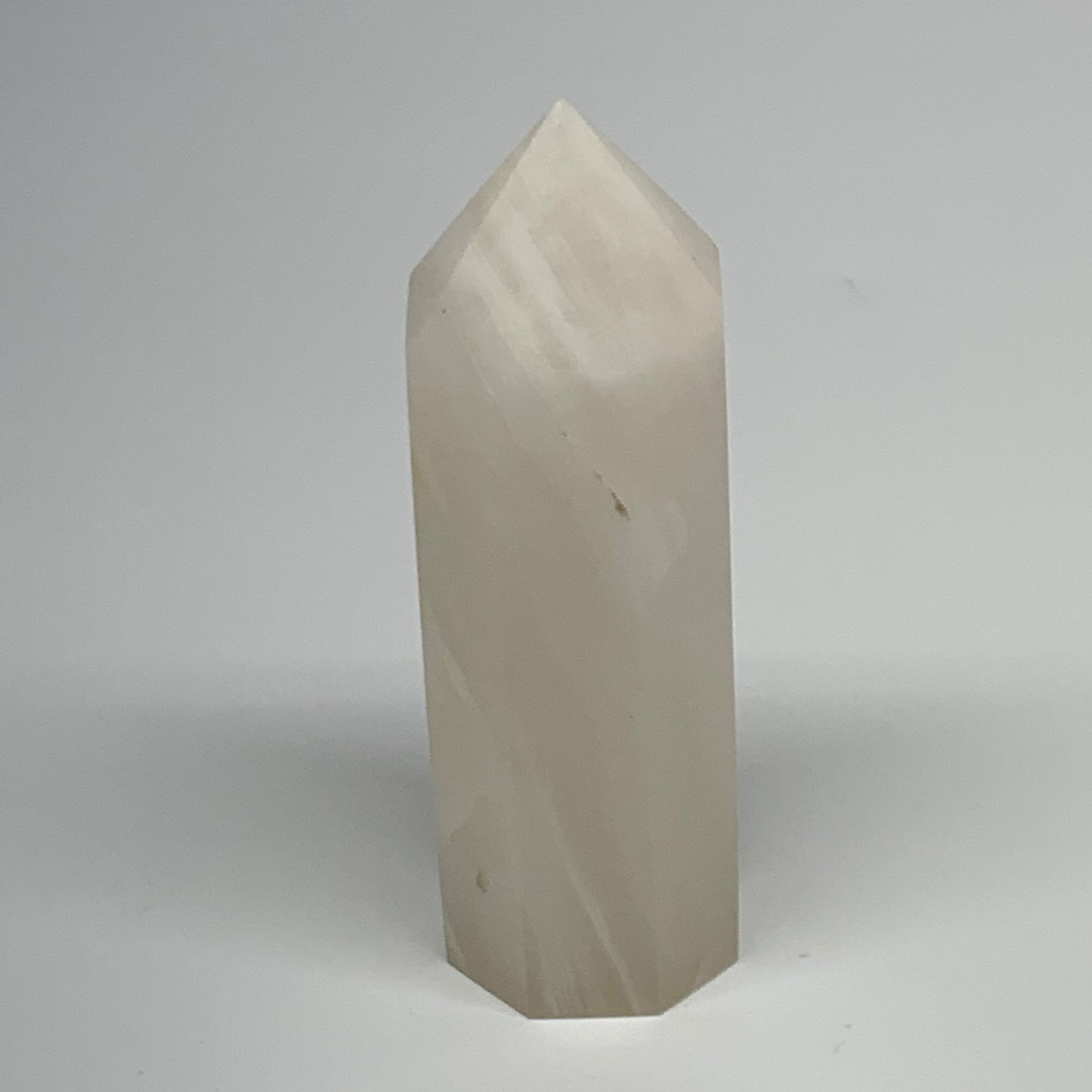 152.4g, 3.7"x1.2" Pink Calcite Point Tower Obelisk Crystal, B23249