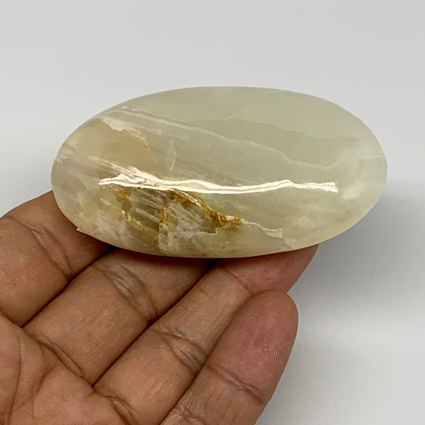 80.9g, 2.8"x1.5"x0.8" Natural Onyx Palm-Stone Reiki @Afghanistan, B24648