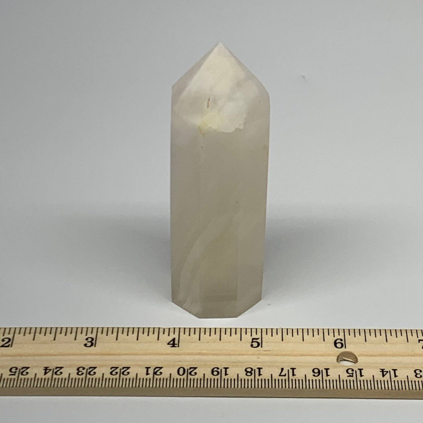 152.4g, 3.7"x1.2" Pink Calcite Point Tower Obelisk Crystal, B23249
