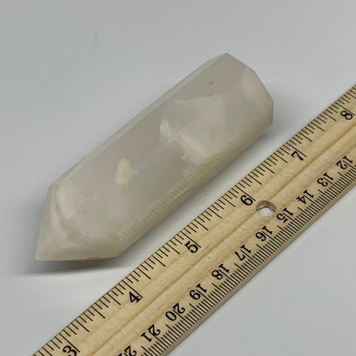 152.4g, 3.7"x1.2" Pink Calcite Point Tower Obelisk Crystal, B23249