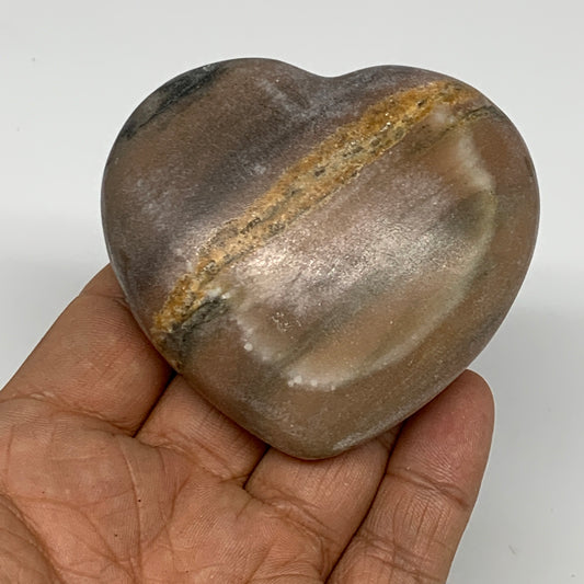 151.1g, 2.5"x2.7"x1" Orange Calcite Heart Gemstones from Madagascar, B17639