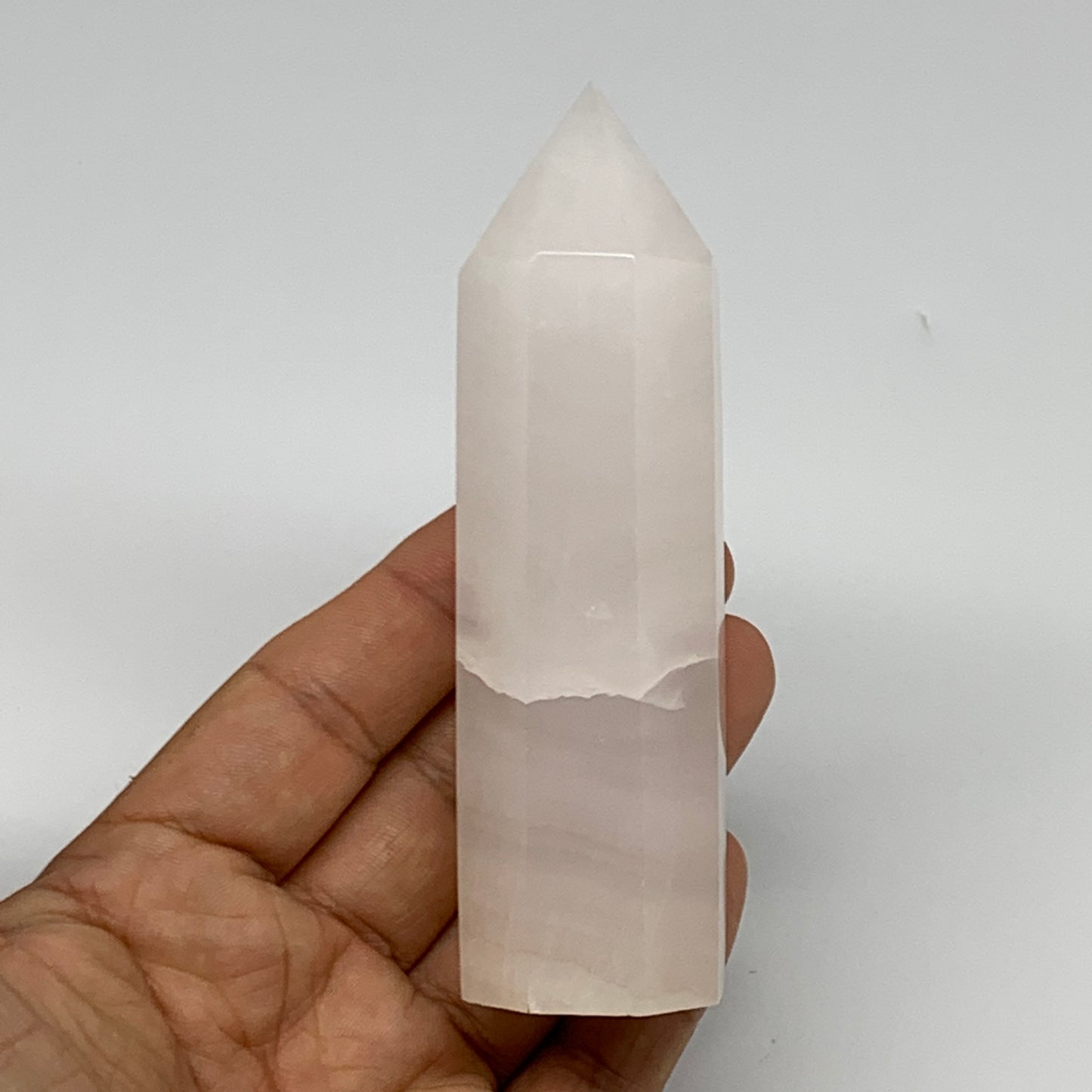 182.4g, 4.2"x1.2"  Pink Calcite Point Tower Obelisk Crystal, B23250