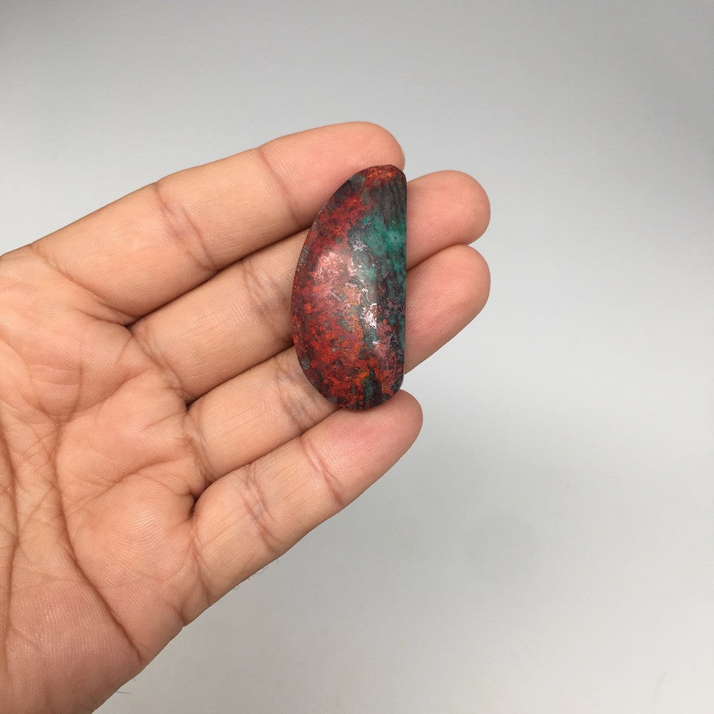 12.9g, 1.7"x 0.8" Sonora Sunset Chrysocolla Cuprite Cabochon from Mexico,SC235 - watangem.com