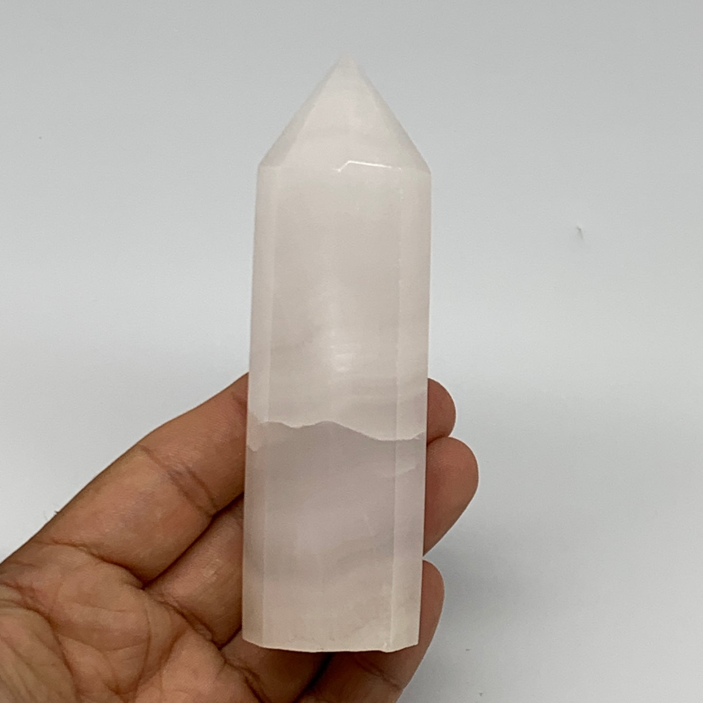 182.4g, 4.2"x1.2"  Pink Calcite Point Tower Obelisk Crystal, B23250