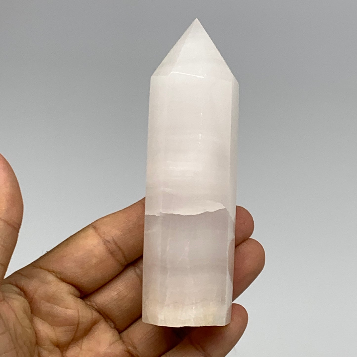 182.4g, 4.2"x1.2"  Pink Calcite Point Tower Obelisk Crystal, B23250