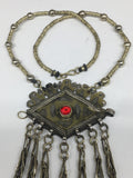 67.5g, 21" Old Turkmen Necklace Pendant Gold-Gilded Boho Statement,TN450