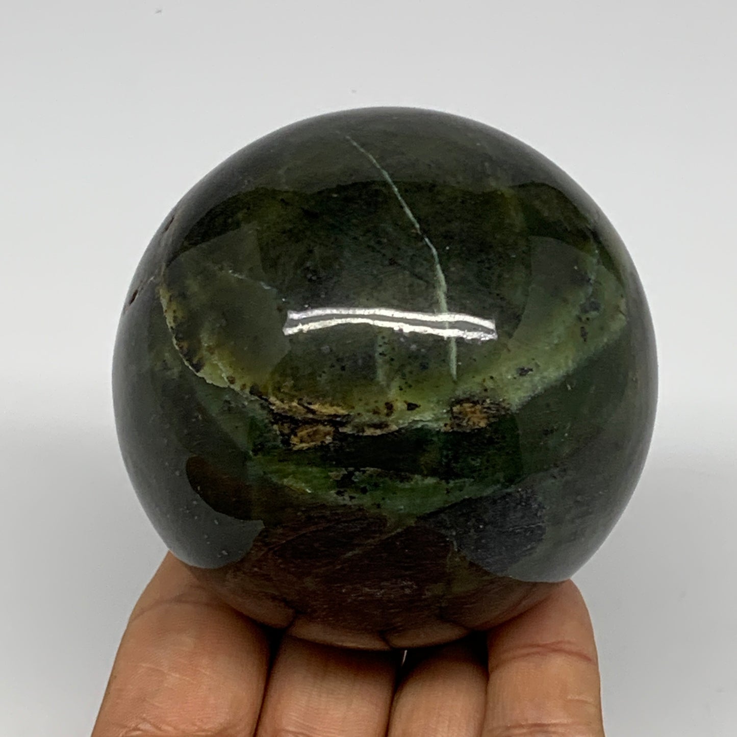 1.12 lbs, 2.8"(71mm) Nephrite Jade Sphere Gemstone,Healing Crystal,B26076